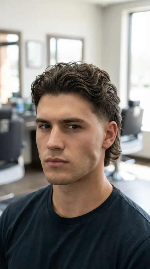 Wavy Burst Fade Mullet