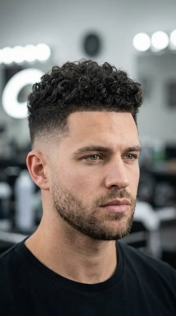 Low Burst Fade Curly Hair